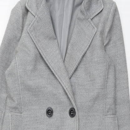 Lola Liza Womens Grey Pea Coat Coat Size 10 Button