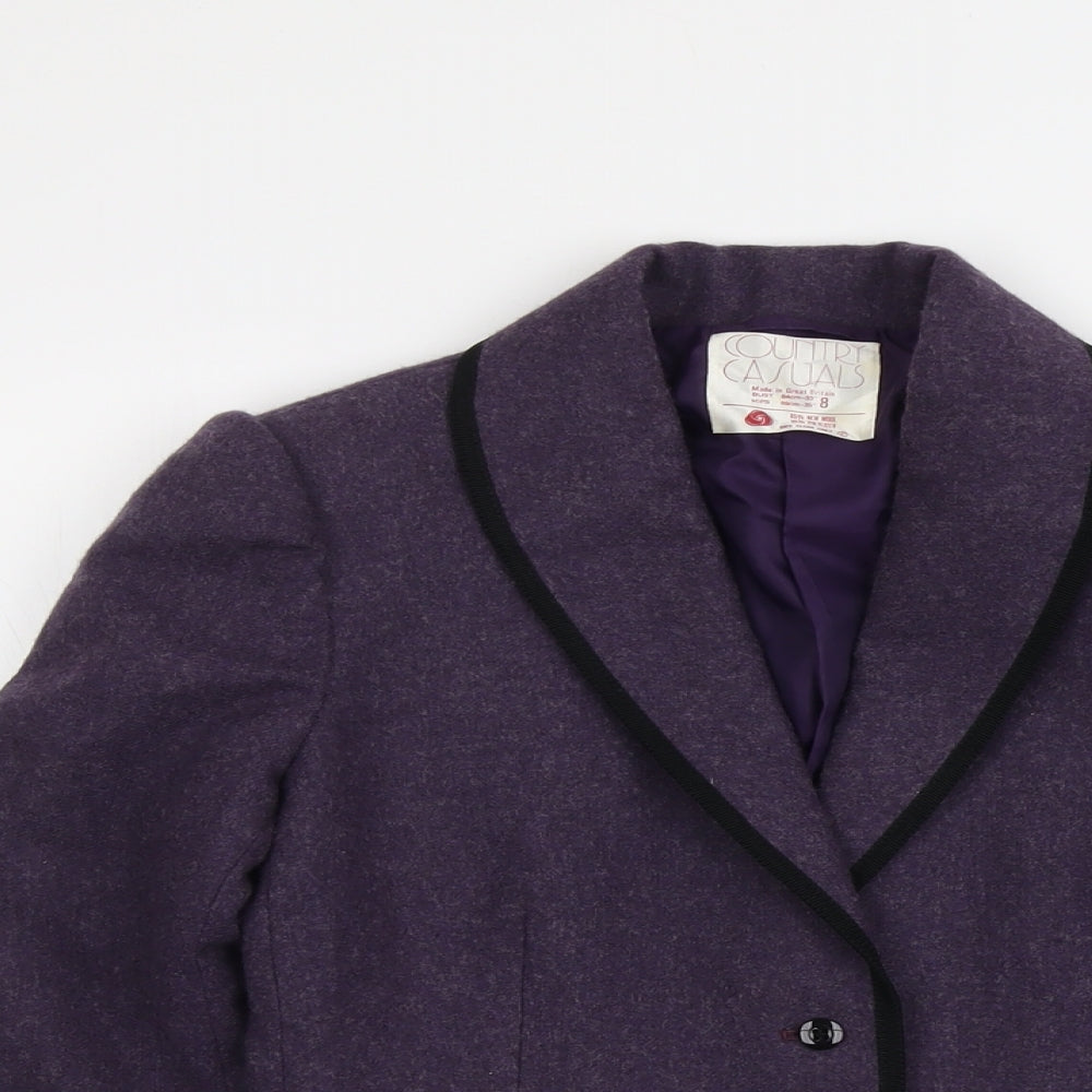 Country Casuals Womens Purple Wool Jacket Blazer Size 8