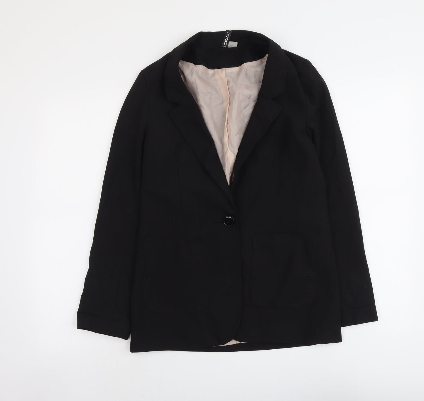H&M Womens Black Polyester Jacket Blazer Size 8
