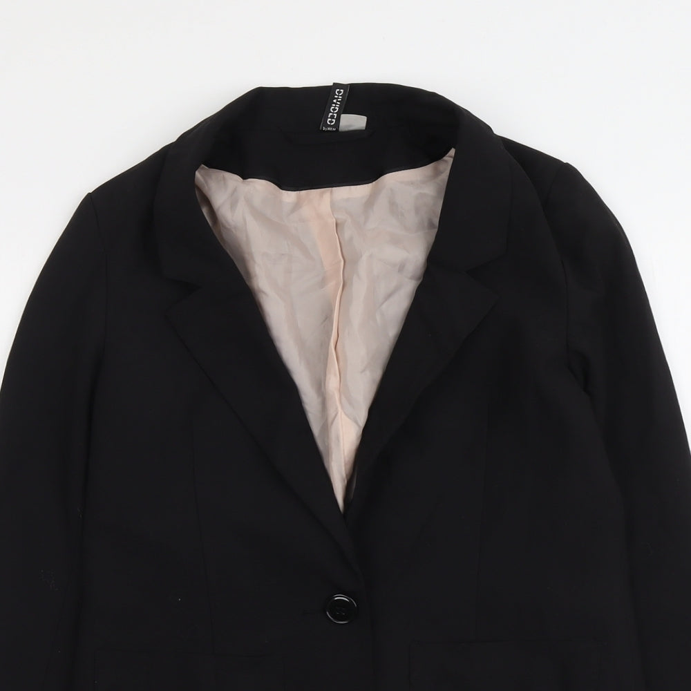 H&M Womens Black Polyester Jacket Blazer Size 8