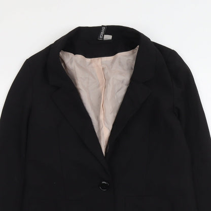 H&M Womens Black Polyester Jacket Blazer Size 8