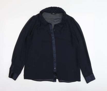 Womens UK Size 12 Marks and Spencer Blue Basic Button-Up