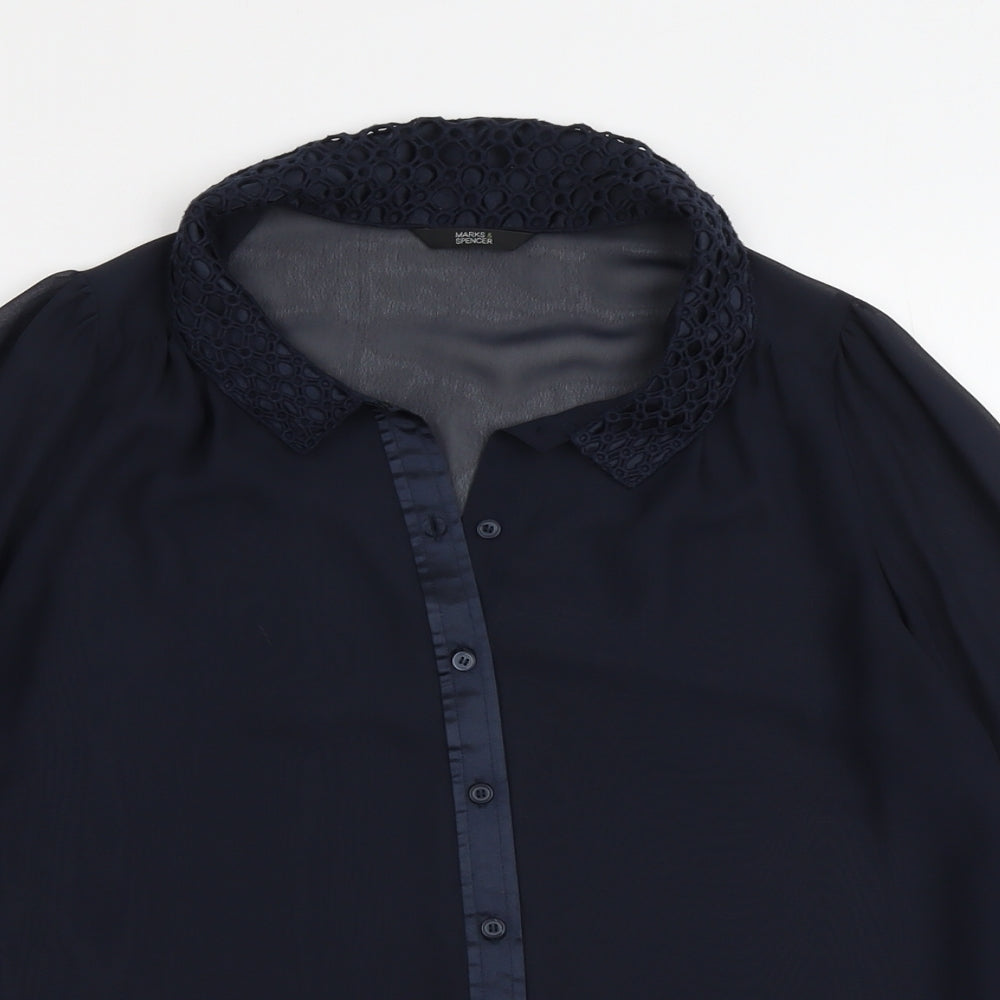 Womens UK Size 12 Marks and Spencer Blue Basic Button-Up