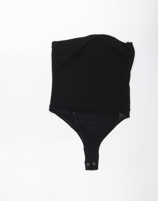 NAANAA Womens Black Polyester Bodysuit One-Piece Size 6 Snap - Mesh Panel