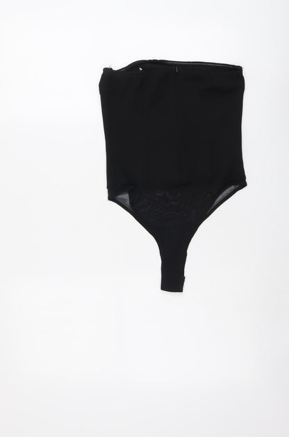 NAANAA Womens Black Polyester Bodysuit One-Piece Size 6 Snap - Mesh Panel