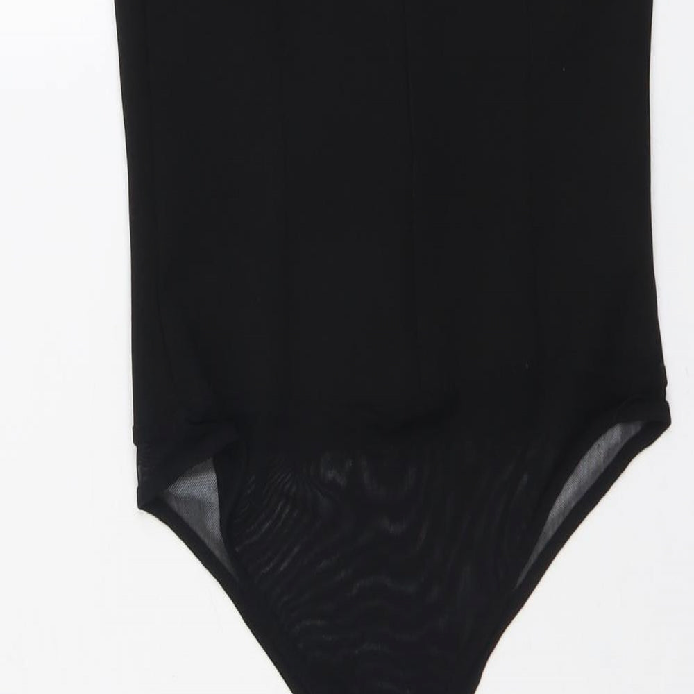 NAANAA Womens Black Polyester Bodysuit One-Piece Size 6 Snap - Mesh Panel