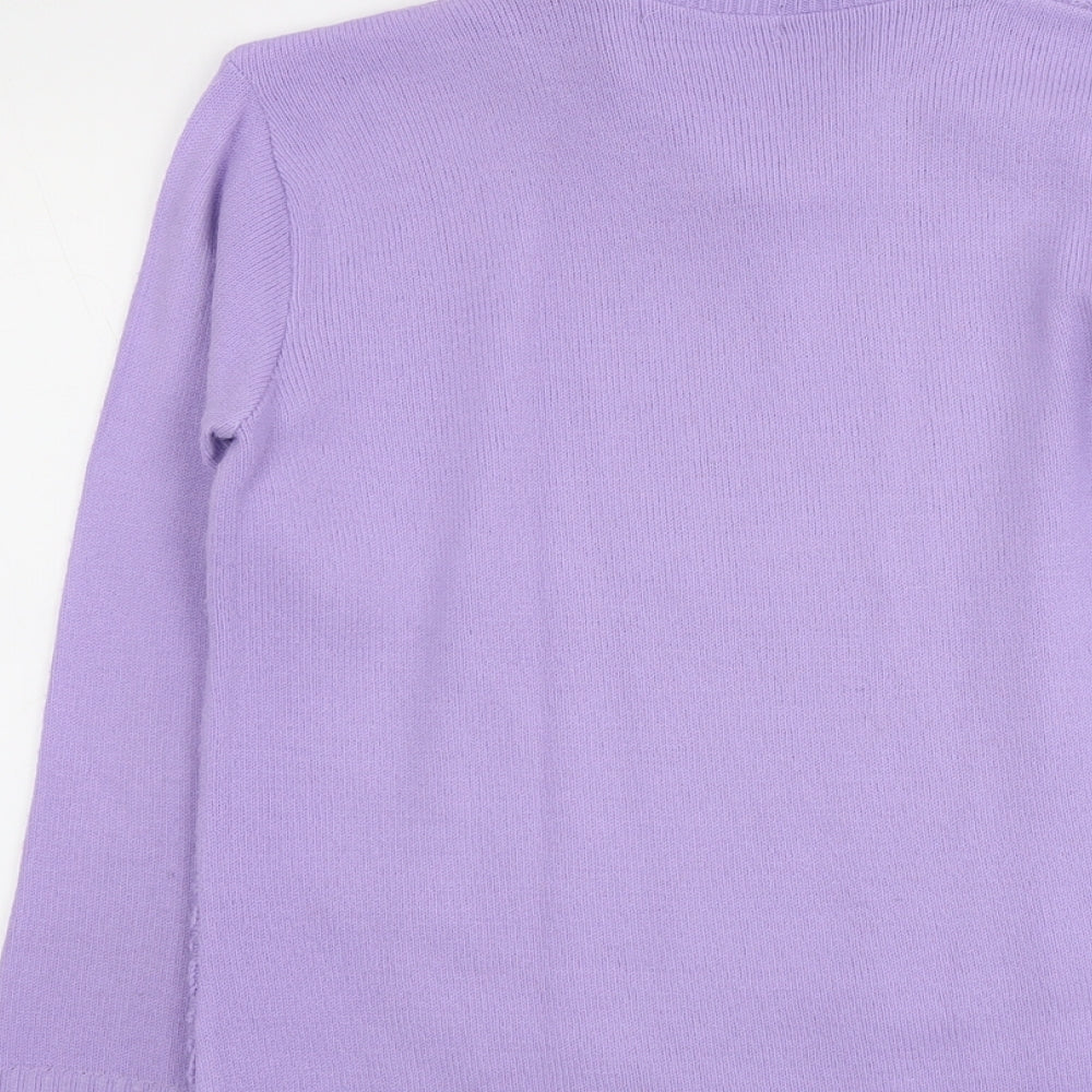 Autonomy Womens Purple Collared Acrylic Pullover Jumper Size S