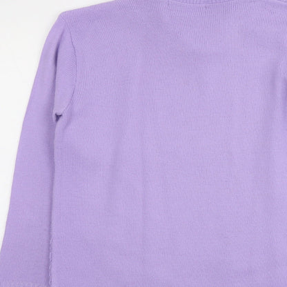 Autonomy Womens Purple Collared Acrylic Pullover Jumper Size S
