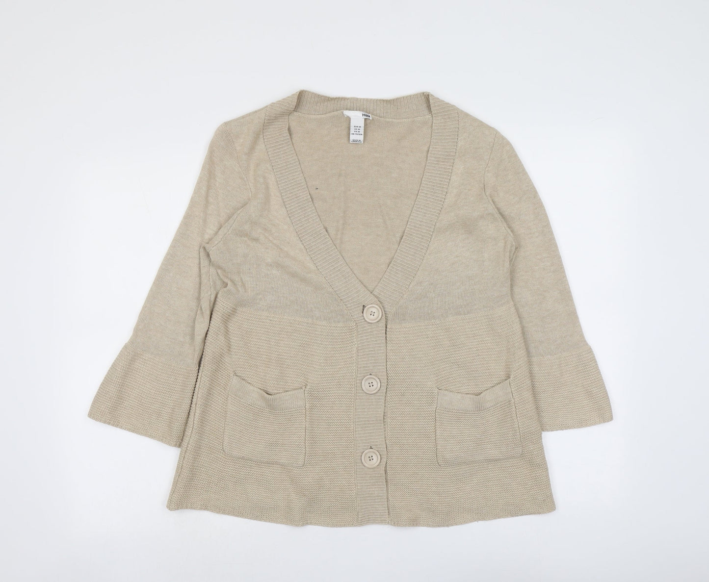 Womens UK Size M H&M Beige Cardigan Jumper