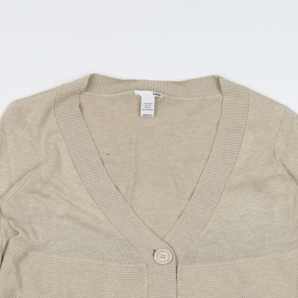 Womens UK Size M H&M Beige Cardigan Jumper