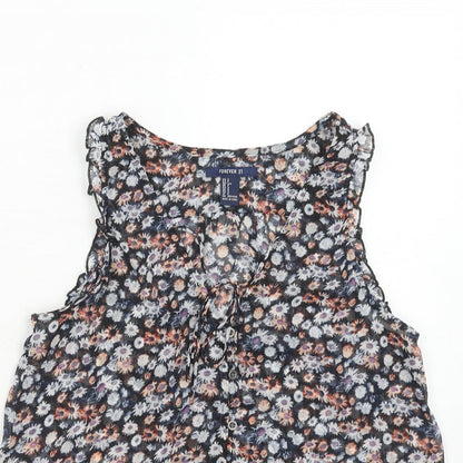 FOREVER 21 Womens Multicoloured Floral Polyester Basic Tank Size S V-Neck