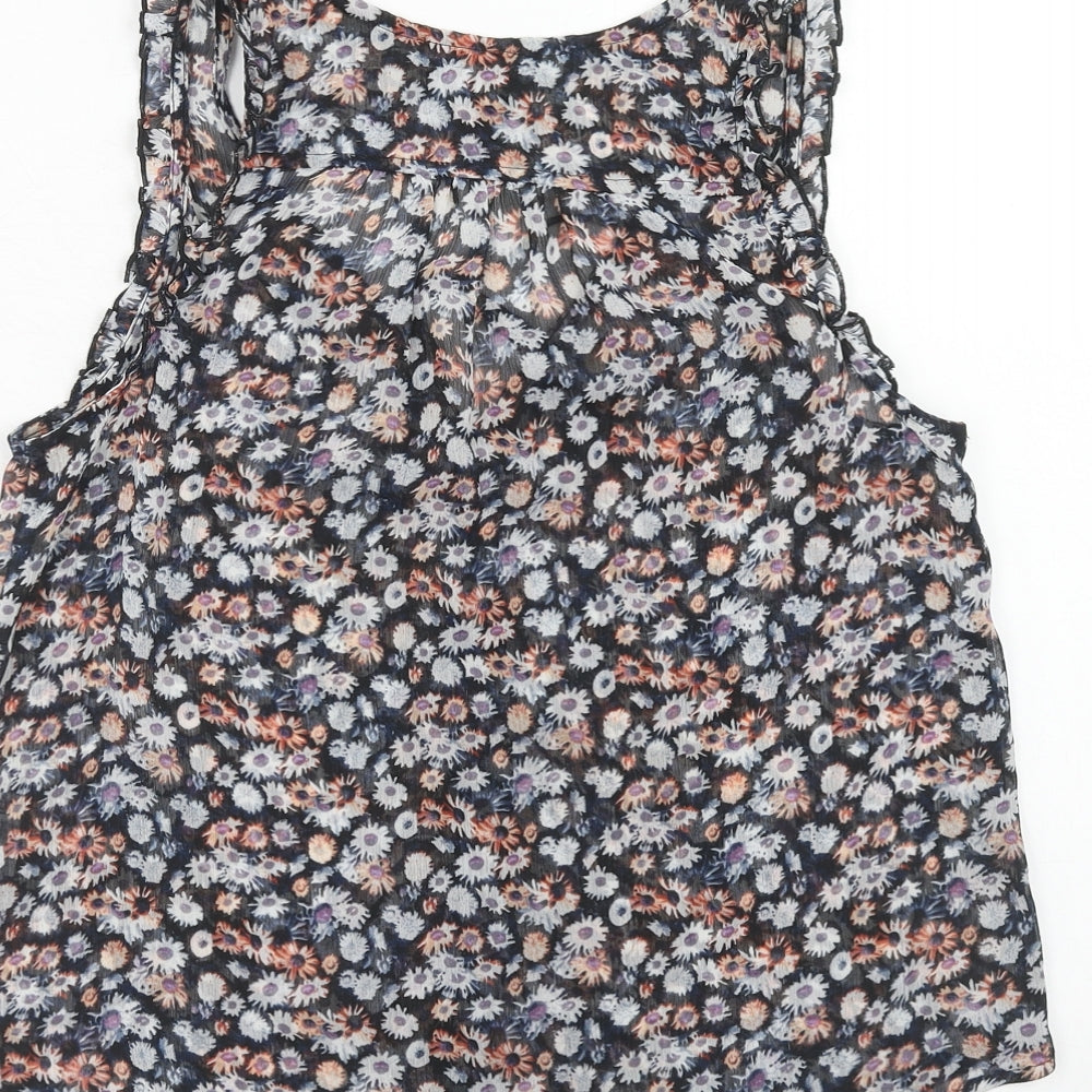 FOREVER 21 Womens Multicoloured Floral Polyester Basic Tank Size S V-Neck