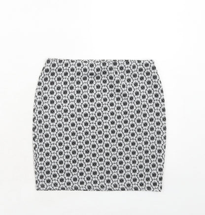 New Look Girls Grey Geometric Polyester Bandage Skirt Size 12-13 Years Regular Pull On