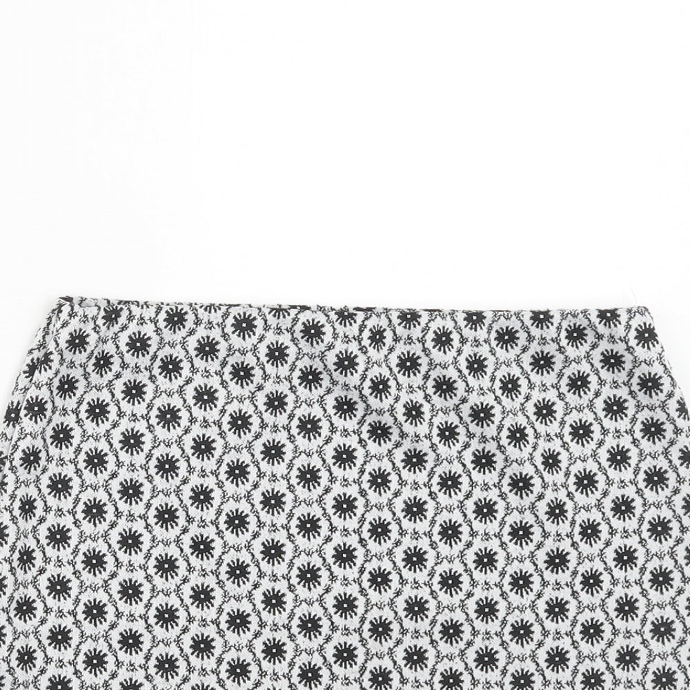 New Look Girls Grey Geometric Polyester Bandage Skirt Size 12-13 Years Regular Pull On