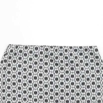 New Look Girls Grey Geometric Polyester Bandage Skirt Size 12-13 Years Regular Pull On