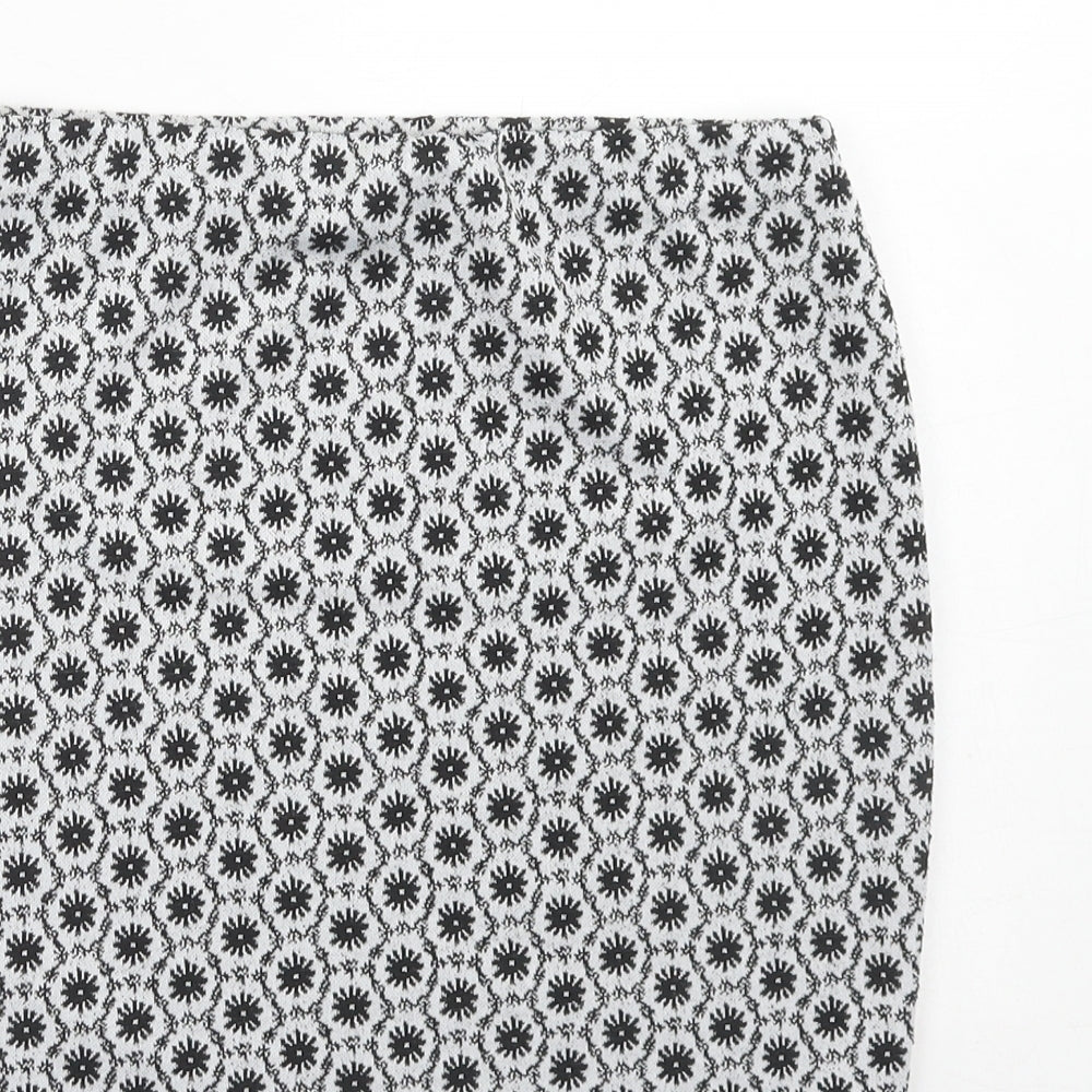 New Look Girls Grey Geometric Polyester Bandage Skirt Size 12-13 Years Regular Pull On