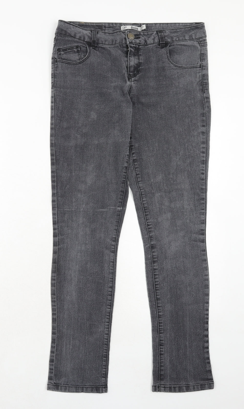 Dorothy Perkins Womens Grey Cotton Straight Jeans Size 10 Regular Zip
