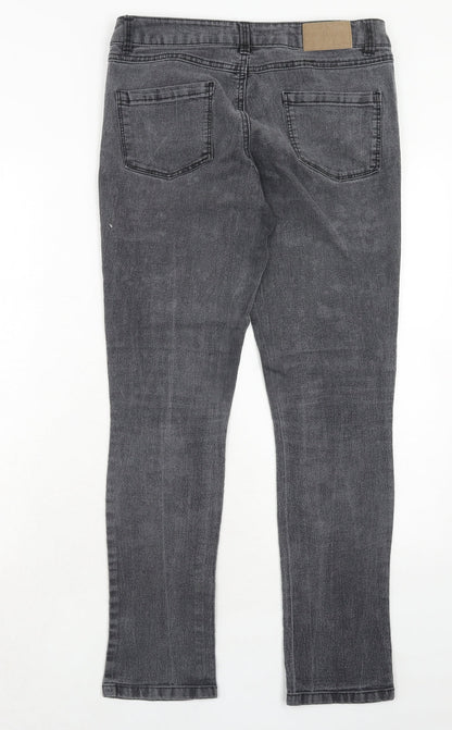 Dorothy Perkins Womens Grey Cotton Straight Jeans Size 10 Regular Zip