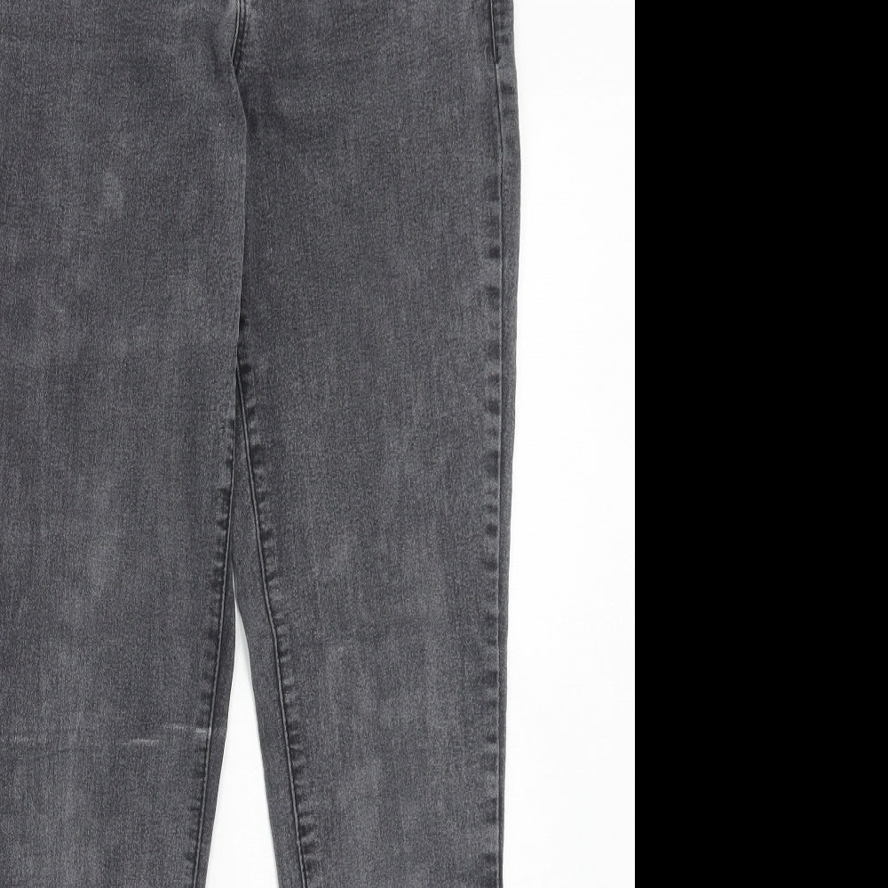 Dorothy Perkins Womens Grey Cotton Straight Jeans Size 10 Regular Zip