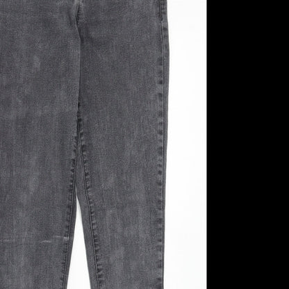 Dorothy Perkins Womens Grey Cotton Straight Jeans Size 10 Regular Zip