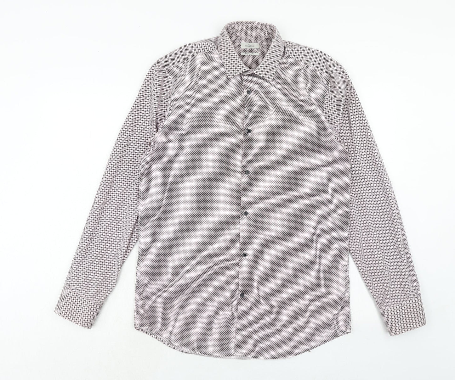 Mens UK Size 15 NEXT Purple  Button-Up Long Sleeve Casual Shirt