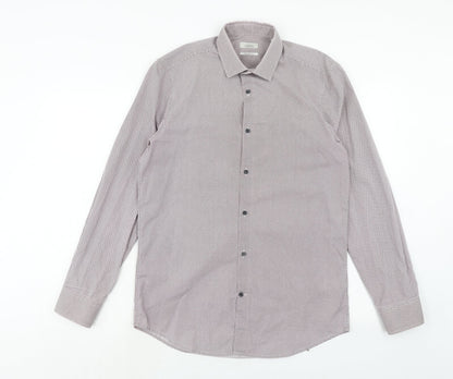Mens UK Size 15 NEXT Purple  Button-Up Long Sleeve Casual Shirt