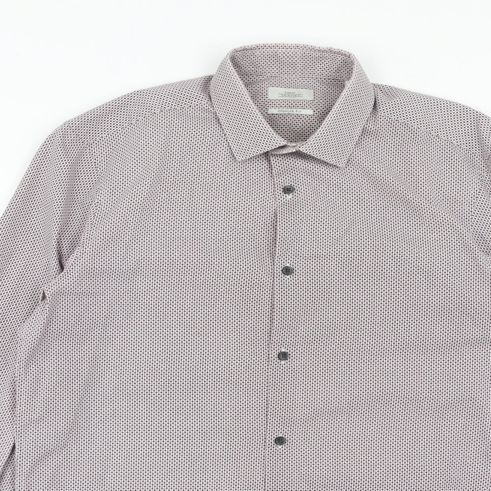 Mens UK Size 15 NEXT Purple  Button-Up Long Sleeve Casual Shirt