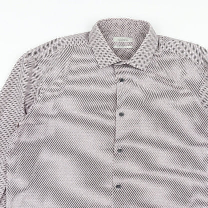 Mens UK Size 15 NEXT Purple  Button-Up Long Sleeve Casual Shirt