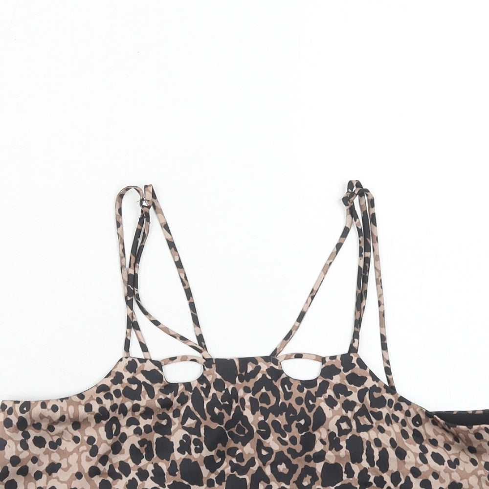 Womens UK Size 8 Topshop Brown Basic Tank
