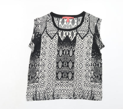 Womens UK Size L Mango Black Basic T-Shirt