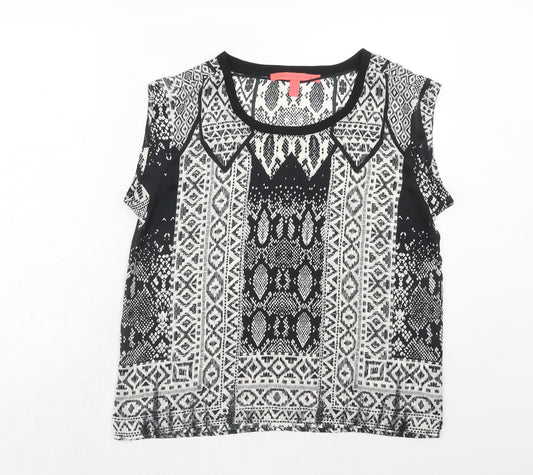 Womens UK Size L Mango Black Basic T-Shirt