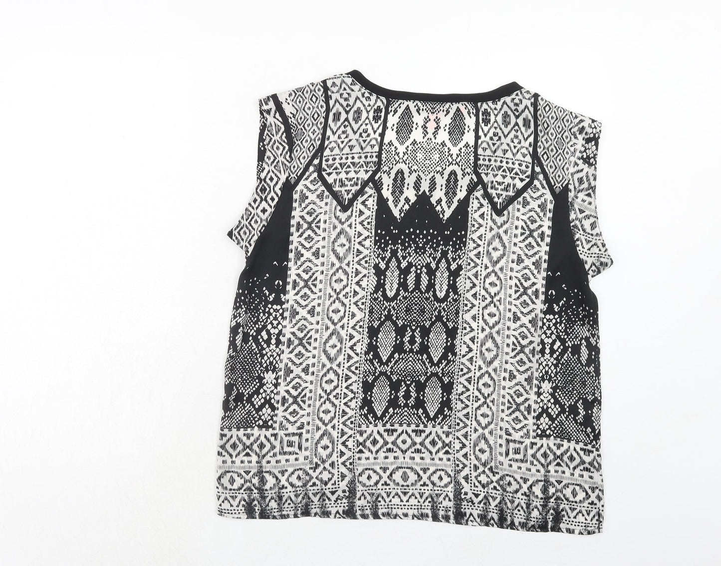 Womens UK Size L Mango Black Basic T-Shirt
