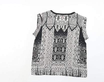 Womens UK Size L Mango Black Basic T-Shirt