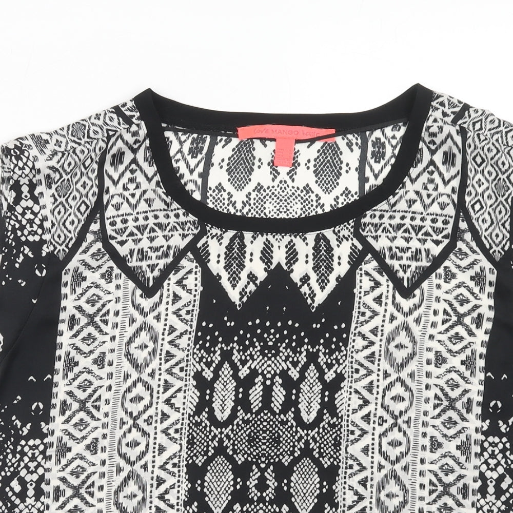 Womens UK Size L Mango Black Basic T-Shirt