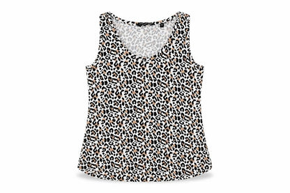 Dorothy Perkins Womens Brown Animal Print Viscose Basic Tank Size 14 Round Neck - Leopard Print