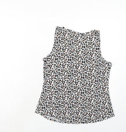 Dorothy Perkins Womens Brown Animal Print Viscose Basic Tank Size 14 Round Neck - Leopard Print