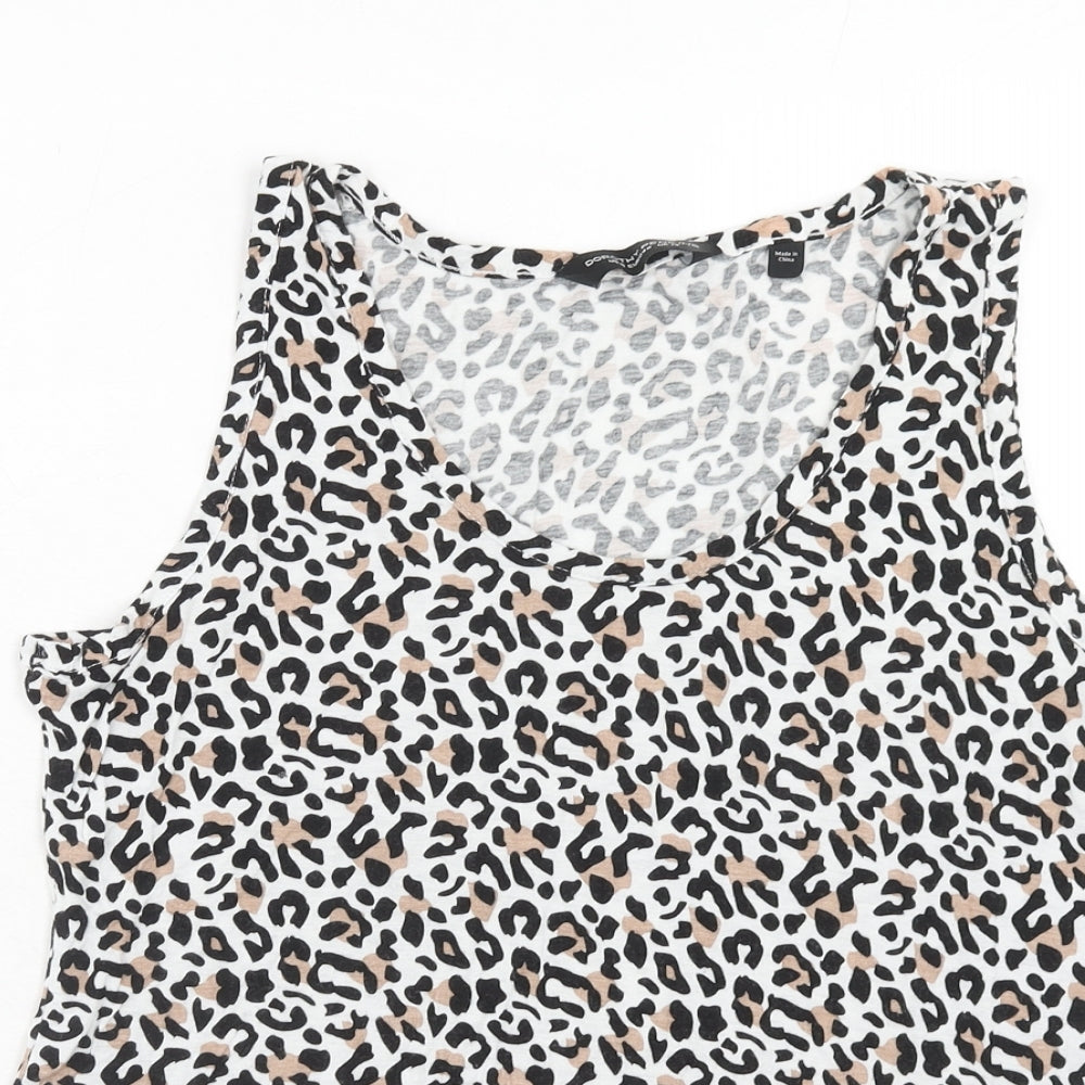 Dorothy Perkins Womens Brown Animal Print Viscose Basic Tank Size 14 Round Neck - Leopard Print