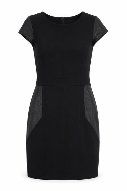 NEXT Womens Black Colourblock Viscose A-Line Size 8 Round Neck Zip