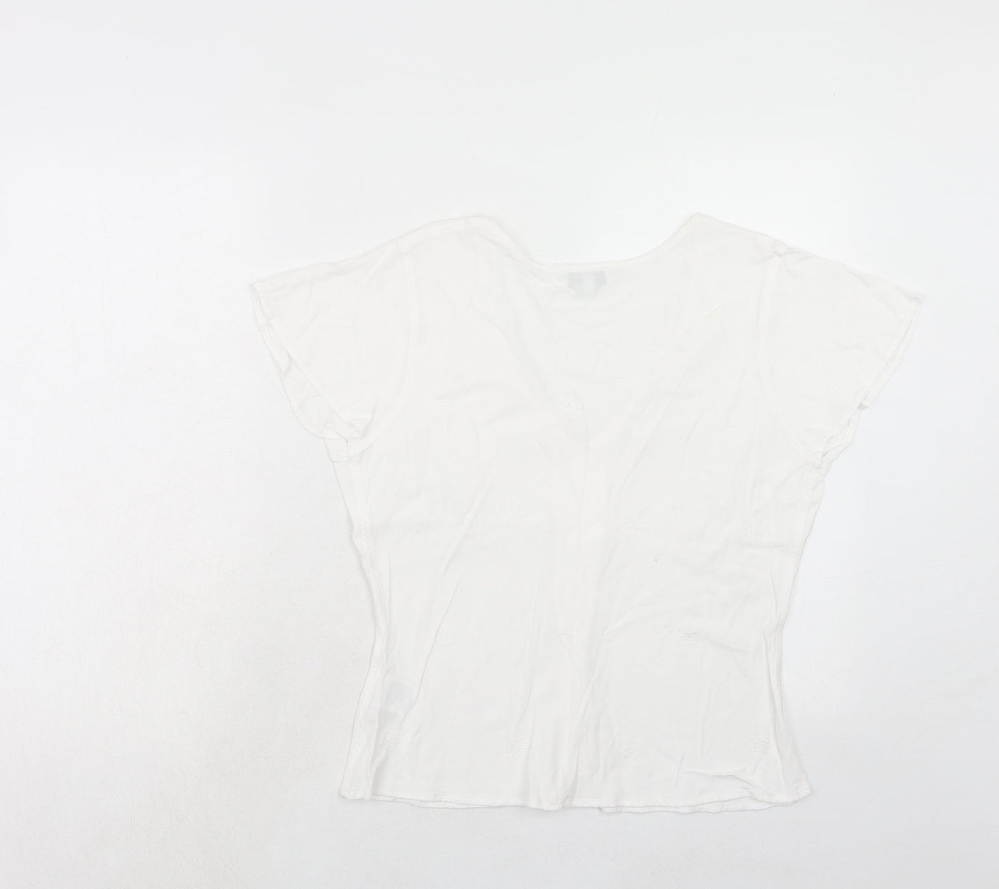 Womens UK Size 12 EAST White Basic Button-Up