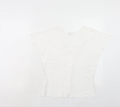 Womens UK Size 12 EAST White Basic Button-Up