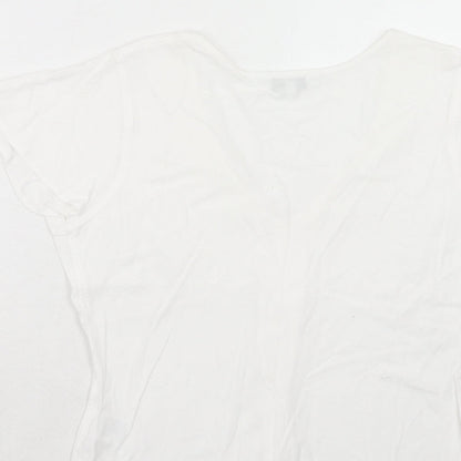 Womens UK Size 12 EAST White Basic Button-Up