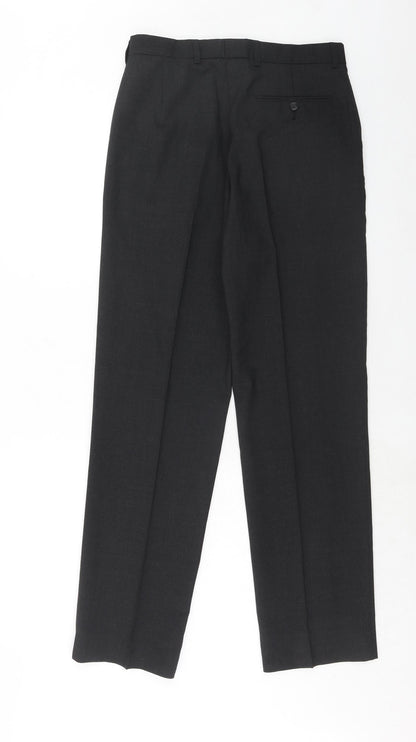 Marks and Spencer Mens Grey Polyester Dress Pants Trousers Size 30 in L33 in Regular Hook & Eye