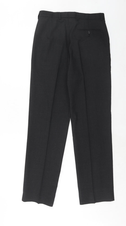 Marks and Spencer Mens Grey Polyester Dress Pants Trousers Size 30 in L33 in Regular Hook & Eye