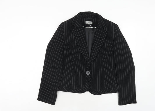 Marks and Spencer Womens Black Striped Polyester Jacket Blazer Size 14