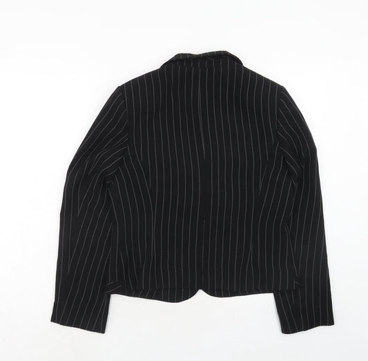 Marks and Spencer Womens Black Striped Polyester Jacket Blazer Size 14