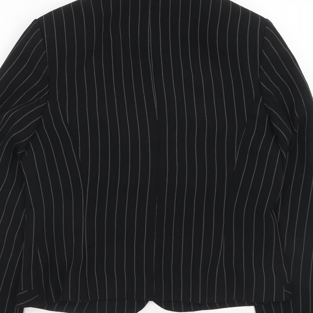 Marks and Spencer Womens Black Striped Polyester Jacket Blazer Size 14