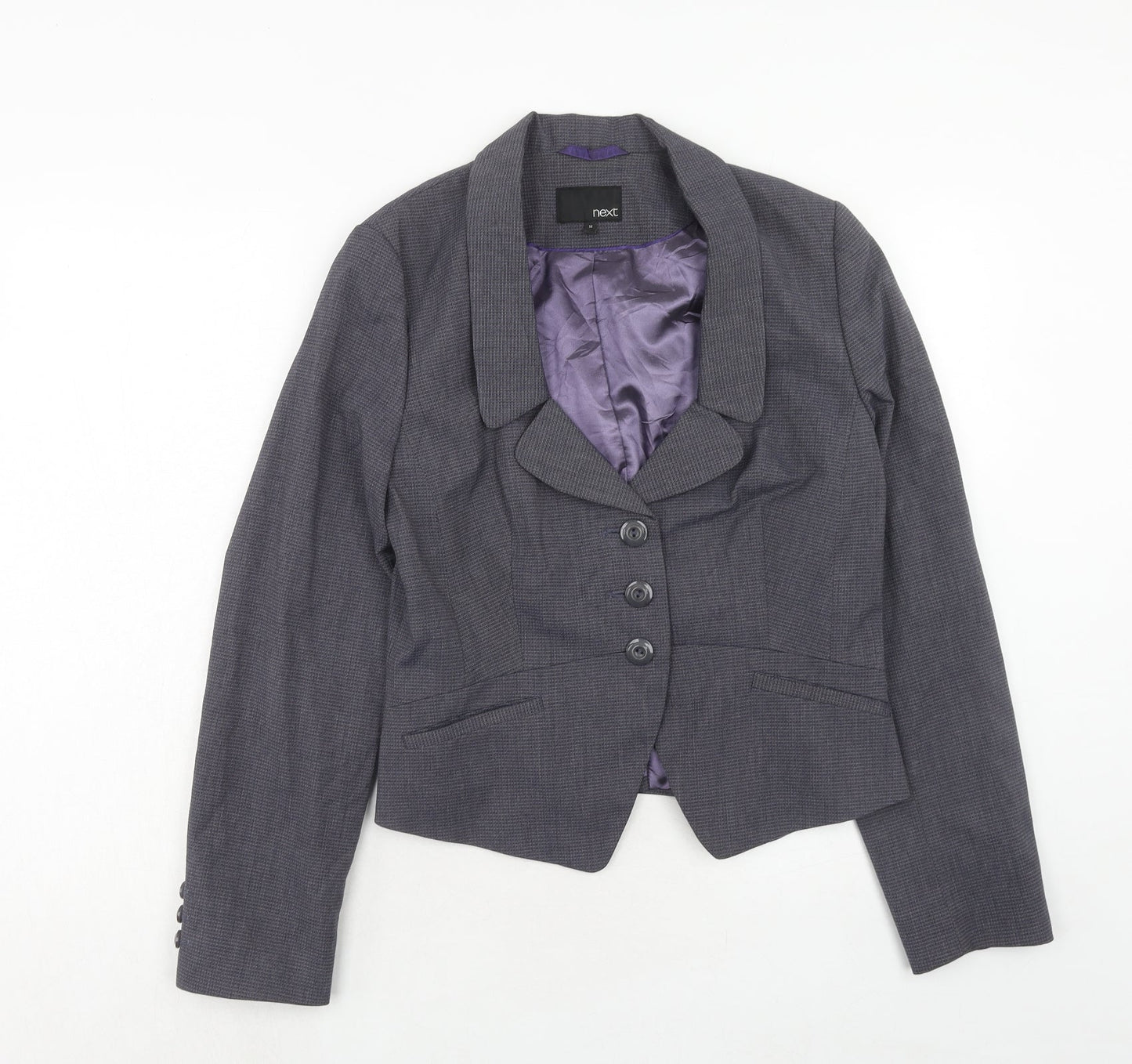 NEXT Womens Blue Geometric Polyester Jacket Suit Jacket Size 14