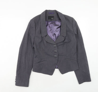 NEXT Womens Blue Geometric Polyester Jacket Suit Jacket Size 14