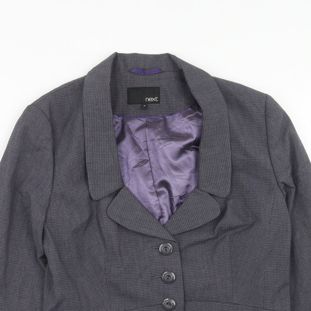 NEXT Womens Blue Geometric Polyester Jacket Suit Jacket Size 14