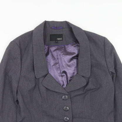 NEXT Womens Blue Geometric Polyester Jacket Suit Jacket Size 14